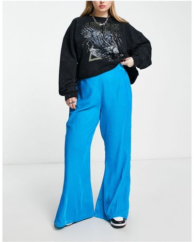 Native Youth High Waist Flare Trousers - Blue