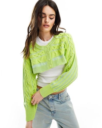 ASOS Crew Neck Wide Cropped Cardigan - Green