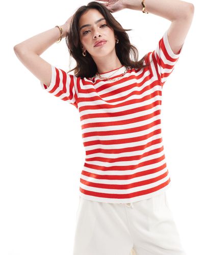 Object Short Sleeve Knitted Top - Red