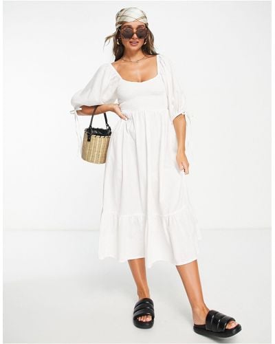 Accessorize Balloon Sleeve Maxi Beach Summer Dress - White