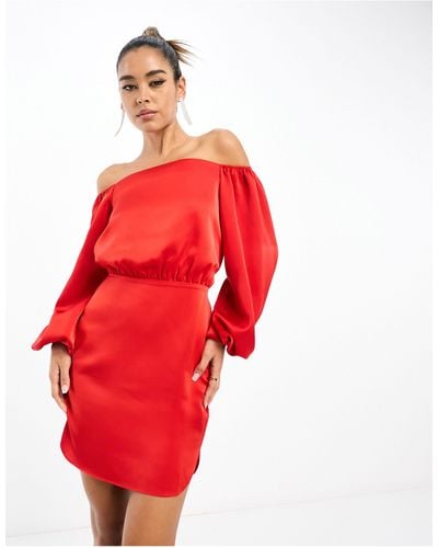 Pretty Lavish Satin Mini Dress - Red