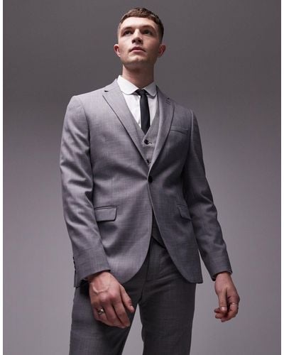 TOPMAN Stretch Super Skinny Suit Jacket - Gray