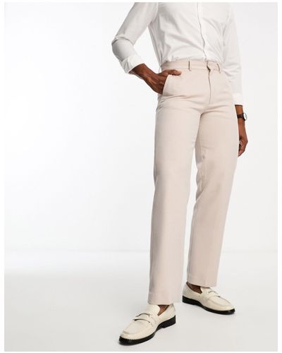 ASOS Smart Straight Leg Textured Trouser - White