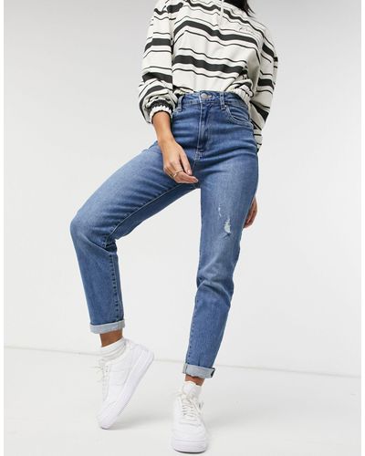 Cotton On Mom Jeans Met Stretch - Blauw