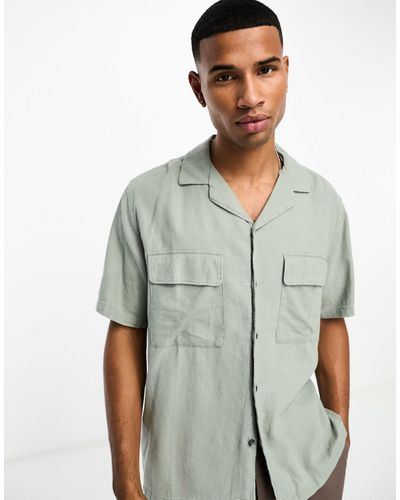 Abercrombie & Fitch Linen Short Sleeve Shirt - Green