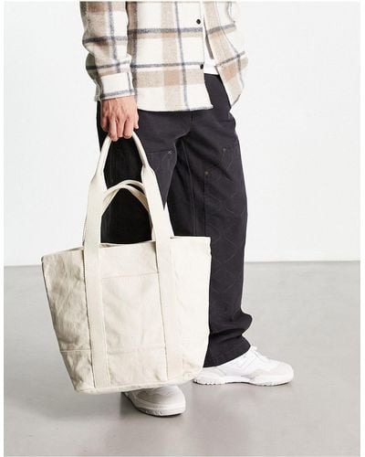 ASOS Tote bag oversize en coton épais avec poignées et bandoulière - écru - Blanc