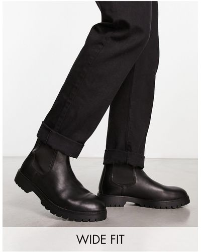 Red Tape Wide fit – niedrige ankle-boots aus schwarzem leder mit dicker sohle, weite passform