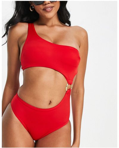 DORINA Albori Assymetric One Shoulder Swimsuit - Red