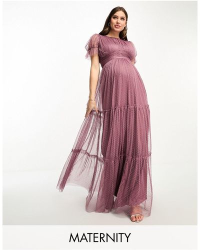 Beauut Maternity Bridesmaid Tulle Maxi Dress - Pink