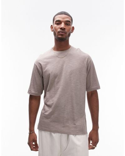 TOPMAN – oversize-t-shirt aus leinenmix - Mehrfarbig