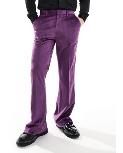 ASOS Flare Tuxedo Suit Trouser - Purple