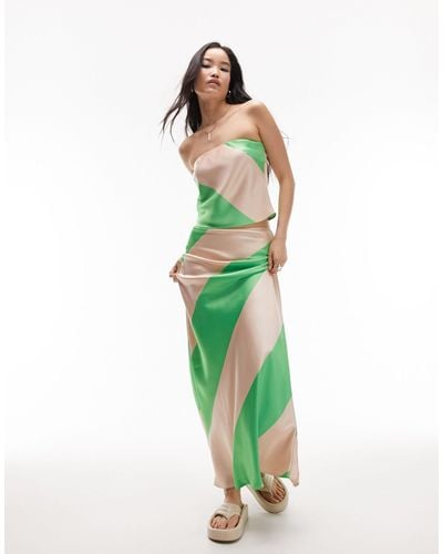 TOPSHOP Co-ord Large Stripe Maxi Skirt - Green