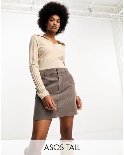 ASOS Asos Design Tall Cord Pocket A-line Mini Skirt - Natural