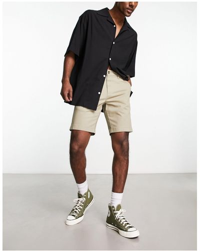 Ben Sherman – elastische chino-shorts mit schmalem schnitt - Braun