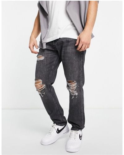 Jack & Jones Chris - jeans ampi neri con strappi sulle ginocchia - Nero