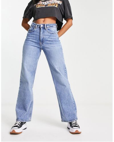 ONLY Juicy - jeans a vita alta con fondo ampio medio - Blu