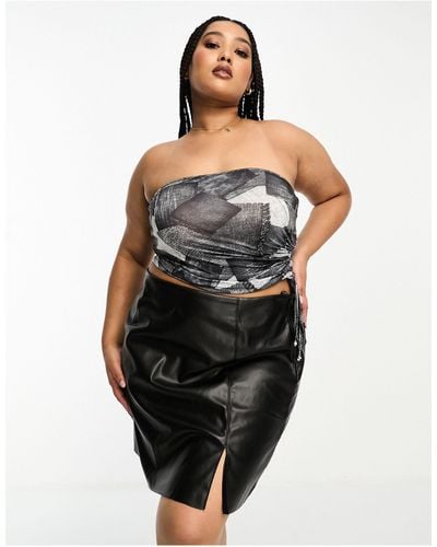 Noisy May Faux Leather Mini Skirt With Slit - Black