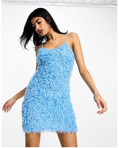 Vila Fluffy Cami Mini Dress - Blue