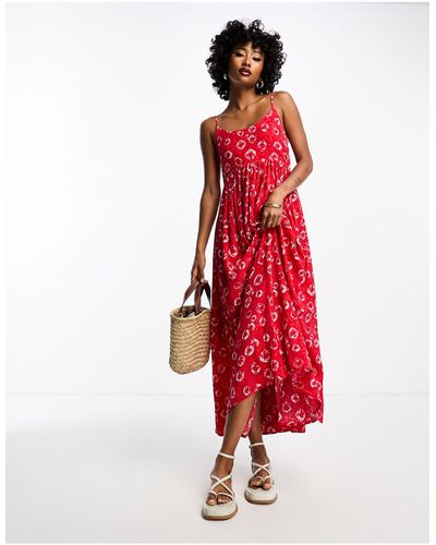 Whistles Tie Dye Floral Strappy Maxi Dress - Red