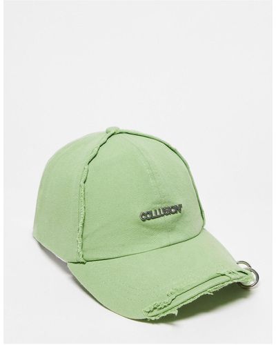 Collusion Unisex - cappellino invecchiato kaki con logo e dettaglio - Verde