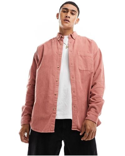 ASOS 90s Oversized Cord Shirt - Pink
