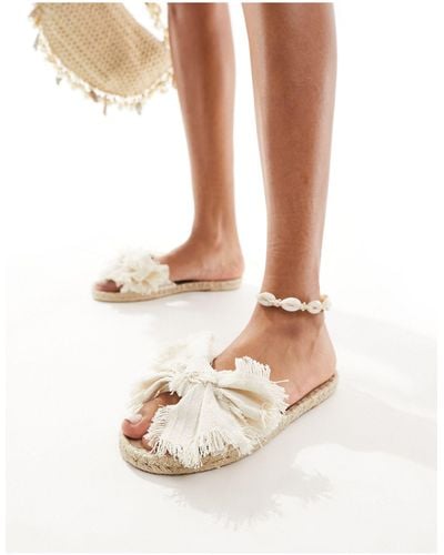 ASOS Jem Bow Espadrille Mule Sandals - White