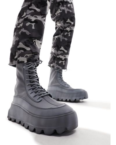 ASOS – sock boots zum schnüren aus em neopren - Grau