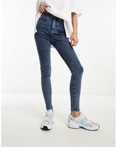 In The Style Vormgevende Skinny Jeans Met Hoge Taille - Blauw