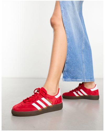 adidas Originals Handball spezial - sneakers rosso scarlatto e bianche con suola - Bianco