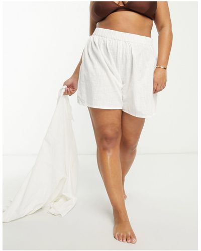 ASOS Asos Design Curve Textured Beach Shorts - White