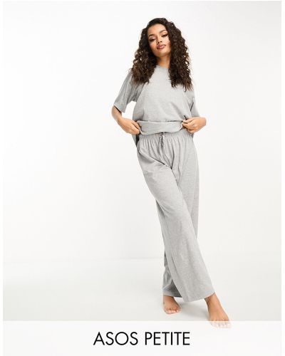 ASOS Asos Design Petite Mix & Match Cotton Pyjama Trouser - White