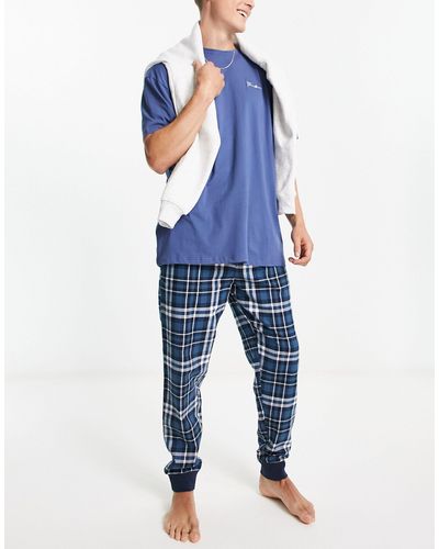 Threadbare – cave – oversize-schlafanzug mit karomuster - Blau