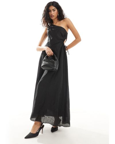 EVER NEW Asymmetric Cut-out Waist Maxi Dress - Black
