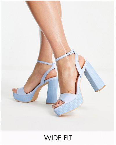 Glamorous Sandalias azules con tacón y plataforma estilo alpargata - Blanco