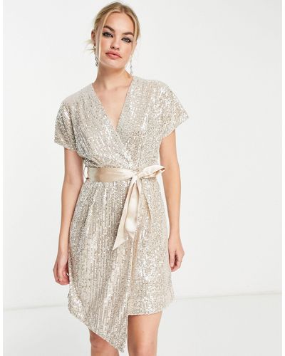 Closet Mini-jurk Met Kimono-overslag En Lovertjes - Wit