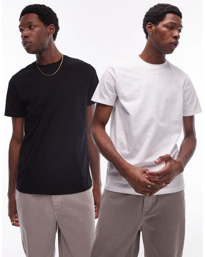 TOPMAN 2 Pack Classic Fit T-shirt - Black