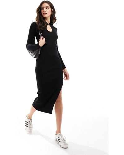 Mango Loop Collar Knitted Midi Dress - Black