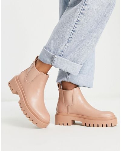 London Rebel Chunky Chelsea Boots - Natural