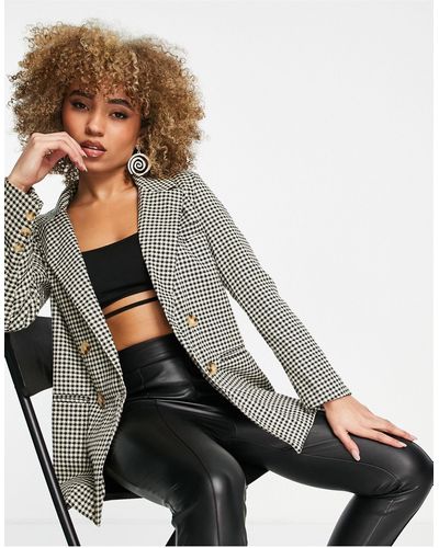 Missguided Geruite Double Breasted Blazer - Bruin