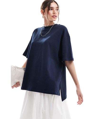 ASOS – oversize-t-shirt aus loopback - Blau