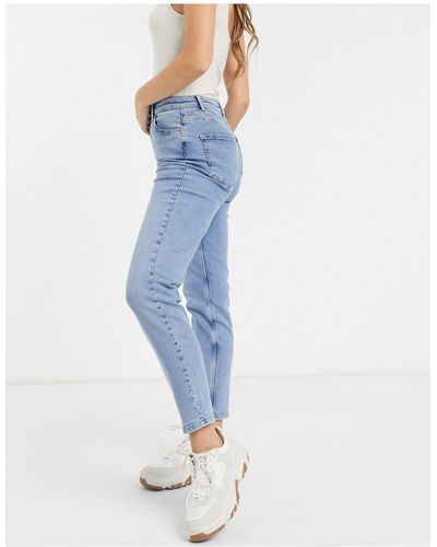 Pieces Mom Jeans Met Hoge Taille - Blauw