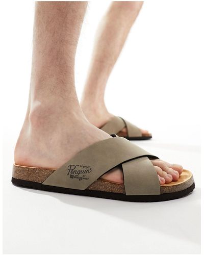 Original Penguin Cross Strap Sandals - Natural