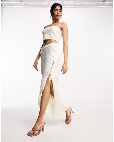 NA-KD X Jessica Haller Co-ord Crochet Maxi Skirt - White