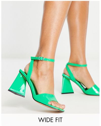 TOPSHOP Wide fit – remi – sandalen mit zweiteiligem blockabsatz - Grün