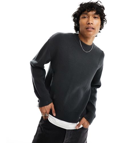 Weekday Daniel Sweater With Distressed Detail - Black