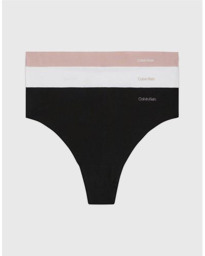 Calvin Klein 3 Pack Thongs - Invisibles Cotton - Black