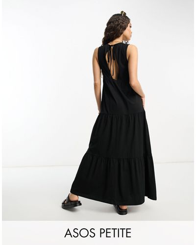 ASOS Asos Design Petite Sleeveless Tiered Maxi Dress - Black