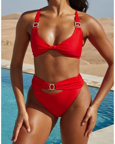 Moda Minx X savannah-shae richards - slip bikini a vita alta rossi - Rosso
