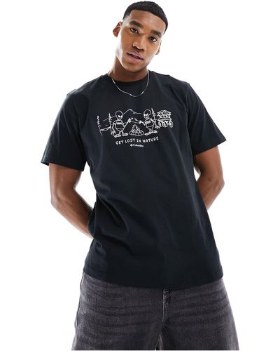 Columbia Explorers canyon - t-shirt nera con stampa grafica - Nero