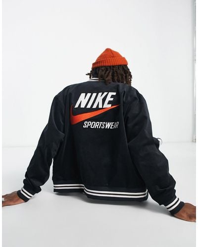 Nike Chaqueta bomber negra con logo en la espalda trend - Blanco